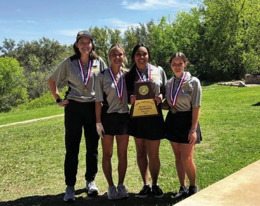Girls Golf District 12-A Champions (l to r) Katherine Russell, Lorelei White, Nadia Garcia, and Kathryn Hebert.