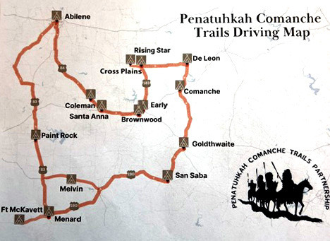 Menard and Ft. McKavett make up the southernmost points of the Panatuhkah Comanche Trails area, as seen by this driving map which covers the entirety of the region. Courtesy photo.