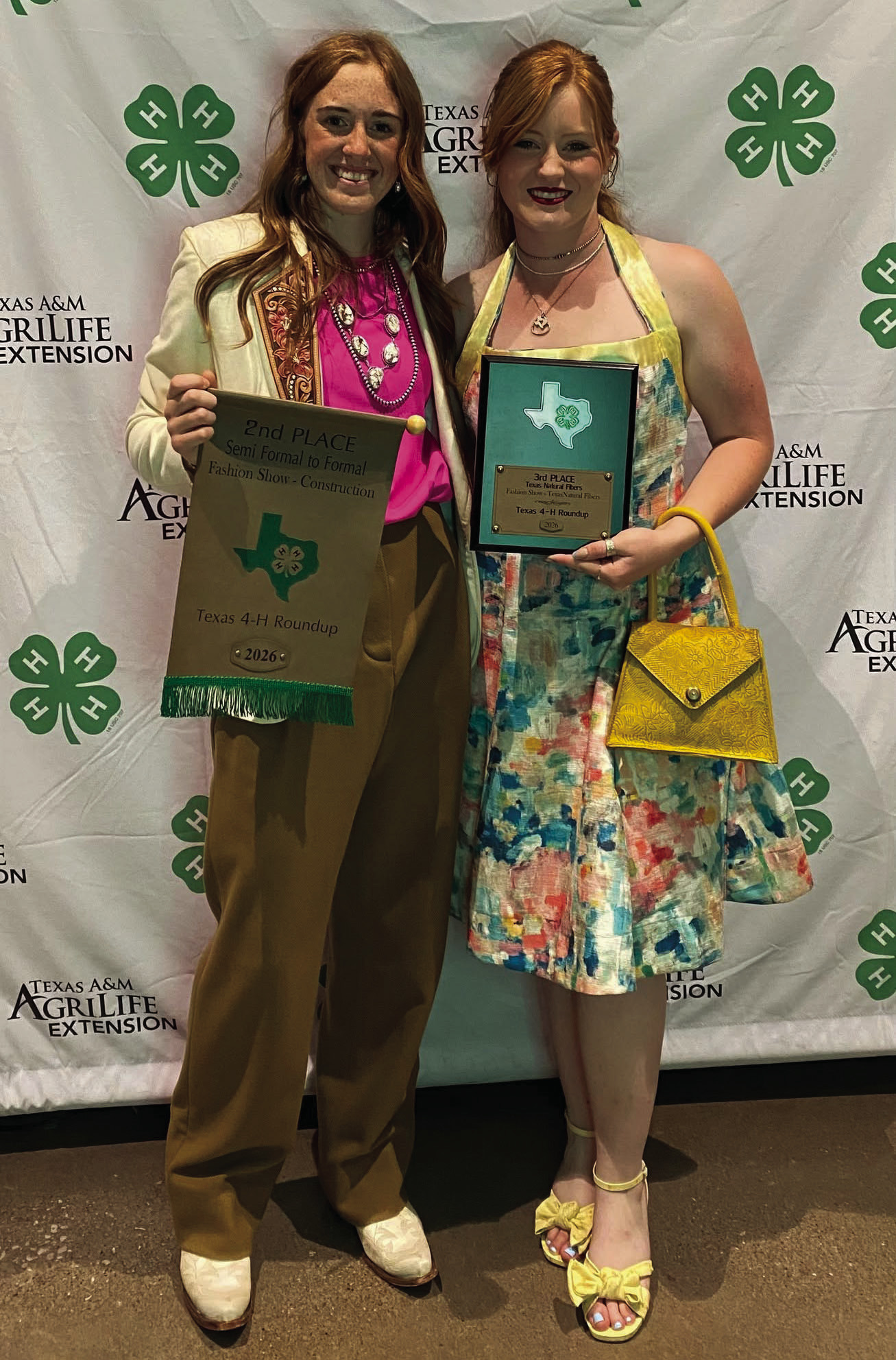 HARD WORK NEVER GOES OUT OF STYLE- Makenzie Wright (l) and Jacey Sealy wow Texas 4-H Roundup with their sewing projects once again. Courtesy photo.
