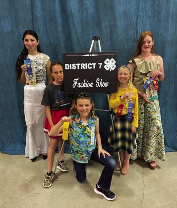 District 7 4-H Fashion Show participants representing Menard County (L to R): Mia Estrada, Braylie Ortega, Madison Sloan, Daphne Mews &amp; Jacey Sealy. Courtesy Photo.