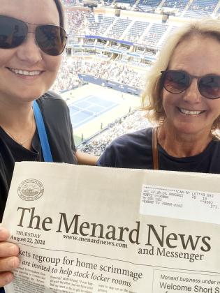 The Menard News was spotted in New York for the US Open Tennis Tournament. Laci Lyckman Grobler and Susie Lyckman enjoyed the sights of NYC and took in lots of tennis. This photo is taken in Arthur Ashe Stadium prior to Carlos Alcaraz stepping onto the court. What a fun trip; thanks for taking us along!