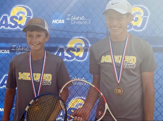 THEY SERVED UP A GOOD SEASON- Junior Roy Brown, left, and sophomore Wyatt Terell completed their previously undefeated season at the regional tournament in San Angelo on Tuesday, April 12. Courtesy photo.