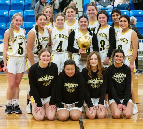 '24-'25 CLASS A REGION 2 DISTRICT CHAMPIONS- bottom row, left to right: Lainey Thigpen, Bella Hernandez, Kailey Morris, Lauren Guerrero. Middle: Taytum Chambless, Perla Pecina, Kaitlyn Whitaker, Tatum Ruiz, Sabri Zamora, Kylie Ibarra. Back row: Makenzie Wright, Kylee Sommerville, Mackenzie Compton, Aubree Hernandez. Nora Davis, photo.
