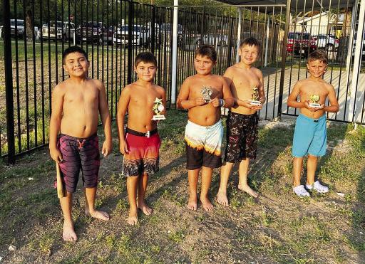 Pictured above are the 10U boys award-earners left to right: Best at Bat- Isidrio Valdez; Most Valuable Player-Rylan Hodges; Cy “Youngster” Pitching Award- Rance Hodges; Most Improved Player- Ruger Castleberry; Golden Glove- Camden Ramon. MYB photo.