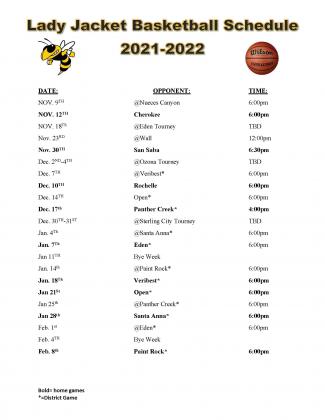 Lady Jacket basketball schedule
