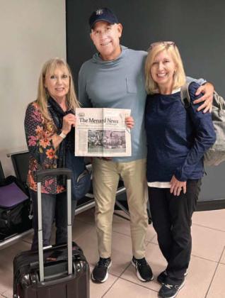 ITS A SMALL WORLD AFTER ALL- Trish Nasworthy (l) boarded a plane for her European vacation and by happenstance met David (middle) and Christi (r) Holland, who just happen to own property in Menard County off of FM 2092. Once the Menard County connected trio landed in Rome,Italy, Nasworthy convinced them to take a photo with the latest edition (at that time) of The Menard News.
