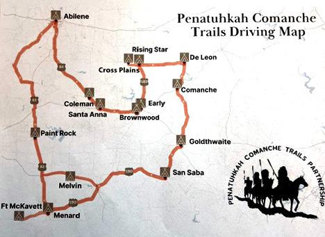 Menard and Ft. McKavett make up the southernmost points of the Panatuhkah Comanche Trails area, as seen by this driving map which covers the entirety of the region. Courtesy photo.