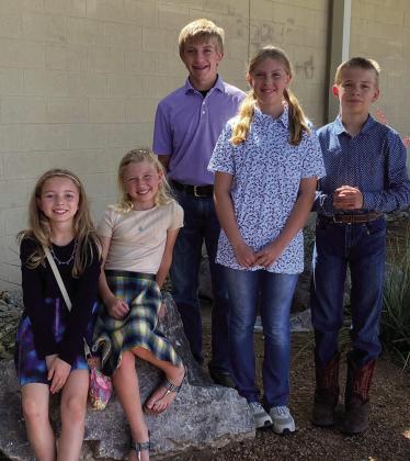 Menard County 4-H members who competed at the District 7, 4-H Round-up in San Angelo were, l to r: Saydee Meadow, Daphne Mews, Benjamin Burch, Caitlyn Burch, and Roy Mews. Courtesy Photo.