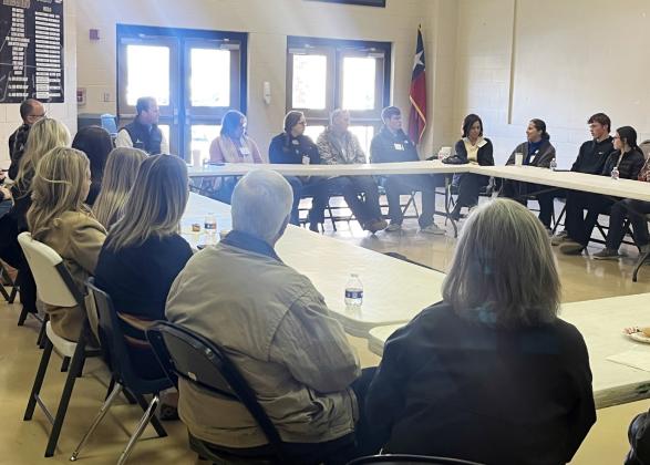 LEFT- Students interested in the pursuit of a career in healthcare joined Rep. August Pfluger and community stakeholders in a roundtable discussion on the future of rural healthcare. TMN photo.