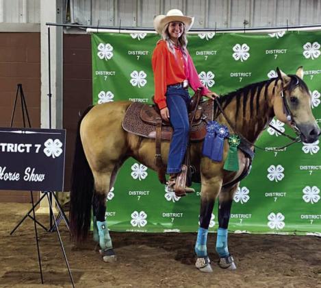 Menard’s Korah Mayfield and her horse Mercedes recently qualified for the State 4-H Horse Show after top placings in the speed events at the District 7 show. Courtesy photo.