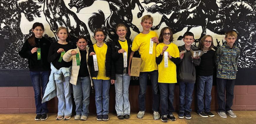 January 21, Menard 4-H took three teams to compete in the San Angelo Stock Show Food Challenge Contest, which also serves as our District 7 4-H Food Challenge Contest. Contestants (l to r) Audrey Wilkinson, Georgina Mobley, Ellen Hand, Saydee Meadow, Daphe Mews, Roy Mews, Barret Thigpen, Caeson Lowrance, Turner Thigpen, and Calvin Saller. All teams were coached by Milissa Wright, State Health Agent for Menard County.