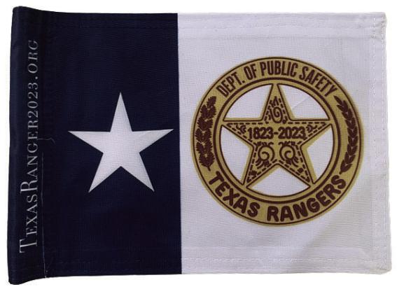TWO HUNDRED YEARS OF SERVICE- On Memorial Day this special commemorative ag will placed at each graves of a former Texas Ranger buried in Menard at Pioneer Rest Cemetery. The recognition is in honor of the 200 year anniversary of the Texas Rangers law enforcement organization. TMN photo.