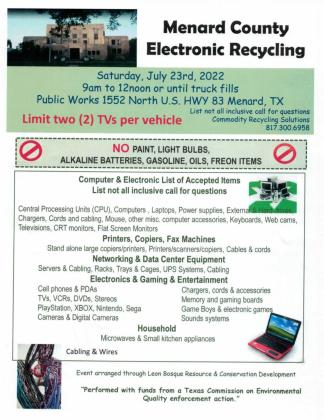 Electronics recycling scheduled for Saturday