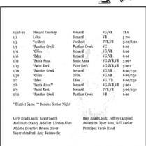 This schedule CAN AND WILL CHANGE WITHOUT NOTICE! Changes to the schedule are beyond the control of Menard News.