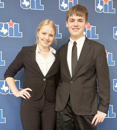 WE WENT, WE ARGUED, WE GOT THE TSHIRT- Addy Bannowsky, left, and her brother, freshman Cado put their sibling skills to work for good, representing Menard in the U.I.L. State CX Debate competition last week in Austin. See story on page 3. Courtesy photo.