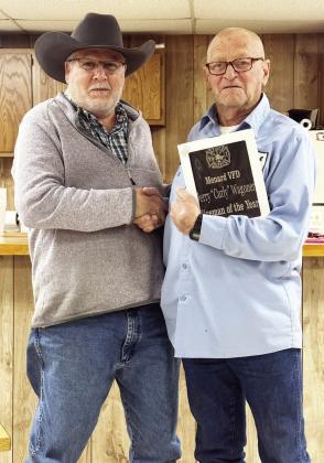 Long time dedicated Menard Volunteer Fireman Curly Wagoner, right, was recently presented with the 2023 MVFD Firefighter of the Year award. Wagoner has served the department for 32 years. Presenting the honor is MVFD President Skeet Rogers, pictured left. Thank you, Curly, for your dedicated service! Photo provided by MVFD.