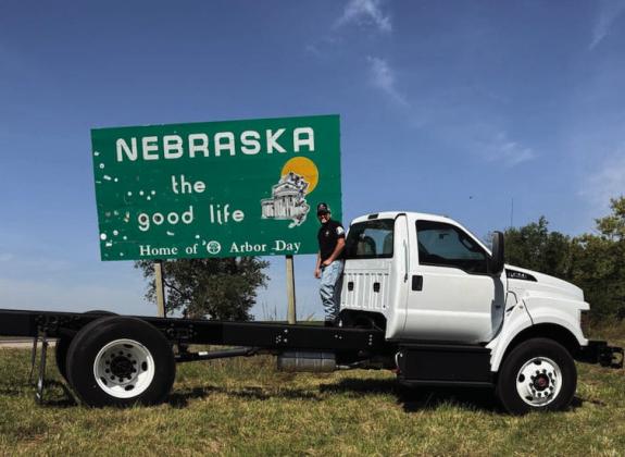 MVFD Chief Tyler Wagner with his deal of a new brush truck he picked up in nearby... Nebraska. Courtesy photo.