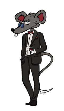 EVERY GIRL GOES CRAZY FOR A SHARP DRESSED RAT: The Menard Chamber of Commerce River Rat mascot donned formal attire for the chamber banquet.