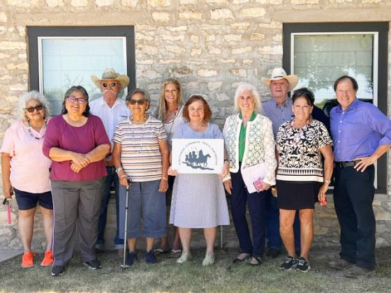 Menard County’s Historical Society recently hosted a group representing the Penatuhkah Comanche tribe and their trails partnership. Pictured left to right: Angela Garza (Comanche tribal member), Cathie Parker (Comanche tribal member), Jay Wright (MCHS), Marlene Cooper (Comanche tribal member), Tina Stanton (PCTP President-Elect), Sharan Spiller- Linebaugh (MCHS Vice President), Janice Modawell (PCTP), Bill Modawell (PCTP Treasurer), Beth Giles (Comanche tribal member), Brent Bratton (MCHS President). 