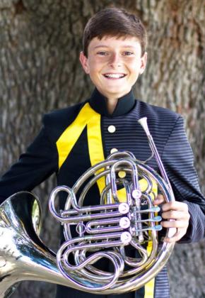 LEFT- Roy Brown, Yellowjacket Band drum major, is- for the third year in a row- the first chair French horn in the ATSSB area-wide band.