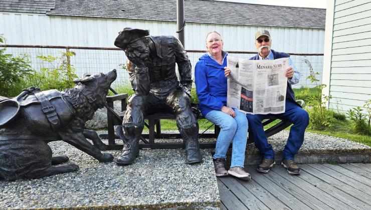 Becky & Charles Anderson celebrated their 50th wedding anniversary on an Alaskan cruise. “We decided we had to read the Menard News while we were in Skagway, Alaska.” The couple is seated on the Stampeder Statue. Charles said a German speaking Australian was courteous and took their picture. “We enjoyed the trip but are glad to be back in Menard!” Thanks to the Andersons for taking us along!