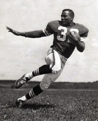 NFL legend Jim Brown poses during the 1958 Cleveland Browns training camp. Photo by Ray Matjasic, PD File.