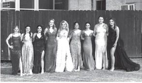 BAND SWEETHEART AND FOOTBALL QUEEN CANDIDATES: ( l to r) Kaitlyn Whitaker, Sabri Zamora, Cozette Halley, Korah Mayfield, Ileana Baker, Hailey Ruiz, Zoe Castleberry, Makinley Kothmann. Nora Davis Photo.