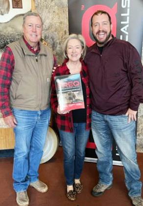 IT'S A FAMILY AFFAIR at Burnham Brothers. Below, FREQ inventor Gary Roberson, left, with wife Deb and son Steve are happy to announce their revolutionary ultrasonic game call is now in house and available for purchase. Courtesy photo.