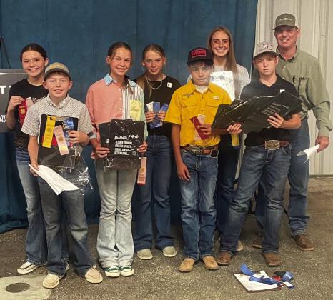 Menard Wool and Mohair Judging team members who competed in the District 7 Wool and Mohair Judging contest are, l to r: Kate Baker, O’Dan Wright, Channing Chambless, Taytum Chambless, Ian Brown, Makenzie Wright, Kade Bannowsky, Coach Jason Bannowsky. Courtesy photo.