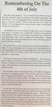 Also from The Menard News, July 3, 2003 Attributed to Gregory A. Helle