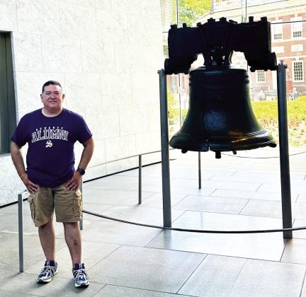 Rev. Roque at the Liberty Bell