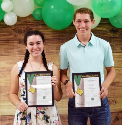 Katelyn Maher and Wyatt Terrell were presented with 4-H’s prestigious Gold Star Award at the Menard County 4-H Achievement Banquet last week. The Gold Star is the highest honor for a 4-H member. Additional banquet honors can be found on page 6. Audrey Mazac, photo.