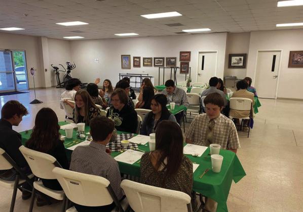 MJH eighth graders enjoyed a formal meal at the Menard Community Center to conclude LIFE 101 lessons taught through a collaboration between MJH and Menard County 4-H Agrilife. Courtesy Photo.