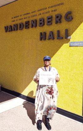 Delise Rohret and her husband Dave went Colorado to her 40th United States Air Force Academy (USAFA) reunion last week. They were thoughtful enough to take The Menard News on their trip. Delise is pictured above in front of her former USAFA dormitory. Thanks for having us along, Delise and Dave!