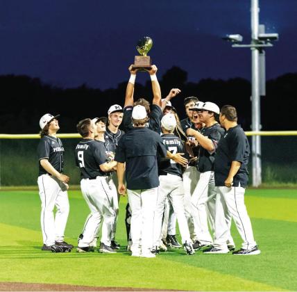 YELLOWJACKETS SWARM after their regional quarterfinal win over Spurger last week. Next up is Fayetteville in a three game series to determine the regional semifinal champion. We'll have details in next week's newspaper, or check News Facebook page for more timely score and results updates. Nora Davis, photo.