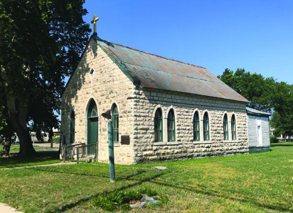 THIS 1899 HISTORICAL BEAUTY has begun renovation as funded by the congregation of Menard's Sacred Heart Catholic Church. Parishioners are hosting a picnic at this original Catholic Church. All are welcome. Father Mark Woodruff, photo.