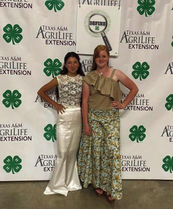 ABOVE- Mia Rose Estrada and Jacey Sealy modeled their sewing projects during the State 4-H Fashion Show. Courtesy Photo.