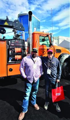 GOLD RUSH IN NEVADA- Baden Fleming poses with Juan Ibarra, star of the T.V. series Gold Rush at the 2023 CONEXPO held in Las Vegas.