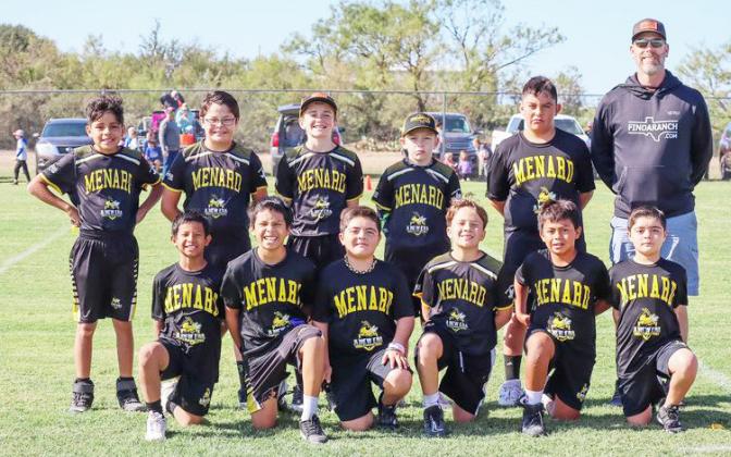 The 5th & 6th grade Little Jackets finished their 7-on-7 football season 11-1. The participated in the Ballinger Youth League and was coached by Tyler Wright, Kyle Mayfield, and Willy Wright. Pictured front row, left to right: Tobi Saucillo, Cornelio Saucillo, Rylan Velasquez-Hodges, Karson Mayfield, Jace Acevedo, Rance Velasquez-Hodges. Back row: Ian Brown, Hayden Quintero, Kallen Wright, O’Dan Wright, Easton Sanchez, coach Tyler Wright. Laressa Brown, photo.