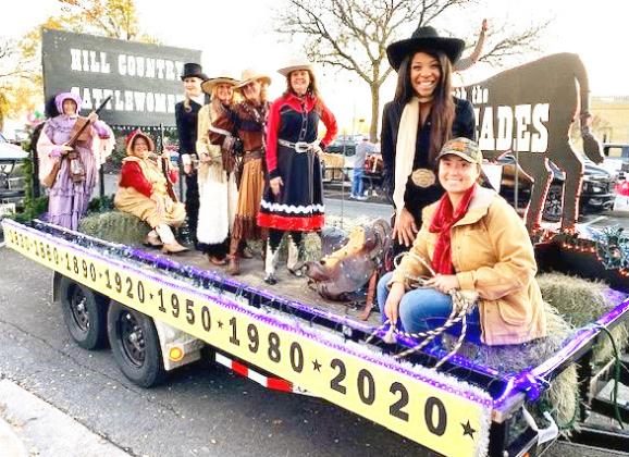 ALL SMILES- Are the Hill Country Cattlewomen on the organization’s float in the recent Fredericksburg Light the Night parade. Pictured from left to right: Joyce Jenschke, Claire Honsalek, Kay Sauve-Ward, Paulette Keller, Suzanne Crowe, Teresa Ganis, Wynita Yancy, Amber Crowe. Courtesy photo.