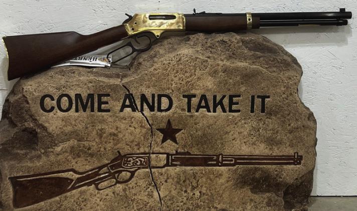 This Henry .30-.30 Brass Octagon barrel gun is one of the many beautiful guns donated by Oasis Ranch of Menard. Courtesy Photo.