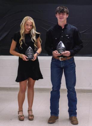 FIGHTING HEARTS- Taytum Chambless, left, and Ashton Martin are the 2024-'25 recipients of the coveted Fighting Heart Awards, which recognizes athletes who show determination on and off the playing field. Nora Davis, photo.