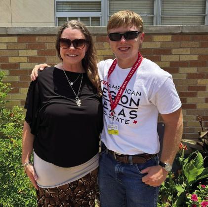 MHS Senior Mathis Martin shown with mom Meredith Martin attended American Legion Boys State Program at the Texas Capital in Austin. Courtesy Photo.