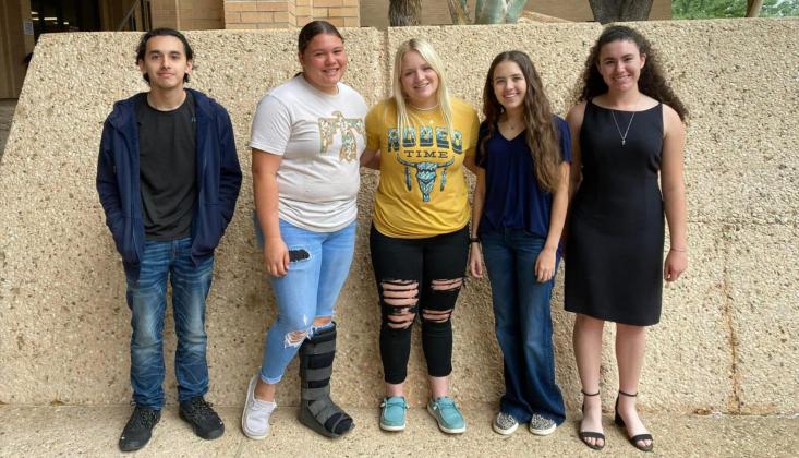 REGIONAL BOUND: Menard High School academic U.I.L. regional qualifiers pictured (l to r): James Hernandez, Kristen Portilla, Mackenzie Wagner, Aminy Anderson, and Katelyn Maher. Courtesy photo.