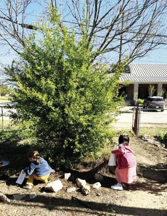 LEFT- Mrs. Osborne’s PreK class visits the library weekly for stories and fun activities. At Easter, the library provided an Easter egg hunt across the street from the Marjorie Russell Educational Garden. Courtesy photo.