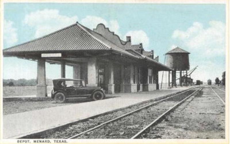 A postcard from 1911 shows the Menard Train Depot which now serves as the local museum. Donations to the Menard County Historical Society are welcomed and tax deductible, and will go toward continuing the preservation and recognition of Menard.
