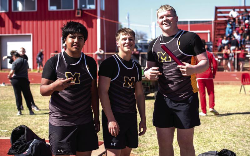 'FAT BOY' 4X100 RELAY TEAM members pictured left (l to r) Dario Gonzales, Mack Davis, Tate Wagner and Zeke Hernandez (not pictured) won silver at the Roby track meet. Other notable highlights from the meet include Danni Ruiz winning both the 400m and 800m. The girls 4X4 relay also brought home gold. Check back next week for more detailed sports reports. Nora Davis photo.