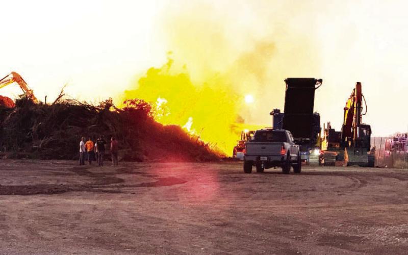 MENARD VFD, in conjunction with additional area agencies, responded to a fire in a flood debris removal brush pile near the airport west of town on Saturday evening. The blaze was fully contained and monitored over night. The fire's origin is under investigation; criminal activity is not suspected. Nora Davis, photo.