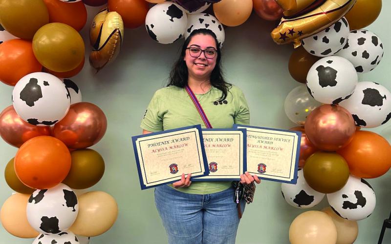 Alyssa Marlow, granddaughter of Richard and Eva Hernandez of Menard, was awarded the Distinguished Service Award and two Phoenix Awards for her work during the central Texas flooding during the summer of 2025. Courtesy Photo.