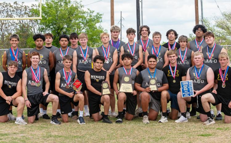 JACKETS ARE TRACK &amp; FIELD DISTRICT CHAMPS: Front row, left to right: Korbin Squiers, Bryce Davis, Jaegar Leonard, Floyd Teague, Jaydon Payton, Zeke Hernandez, Cado Bannowsky, Tate Wagner, Tucker Pullen. Second row: Maddox Saiz, Rafael Hernandez, Dario Gonzales, Kade Bannowsky, Hunter Squiers, Eli Kothmann, Mack Davis, Brayden Ramon, Kadance Ramon. Back row: Sam Mayfield, Ashton Martin, Caden Bounds, Wesley Compton, Marlee Salas, Julian Watson. Not pictured, Julius Zamora. Nora Davis, photo.